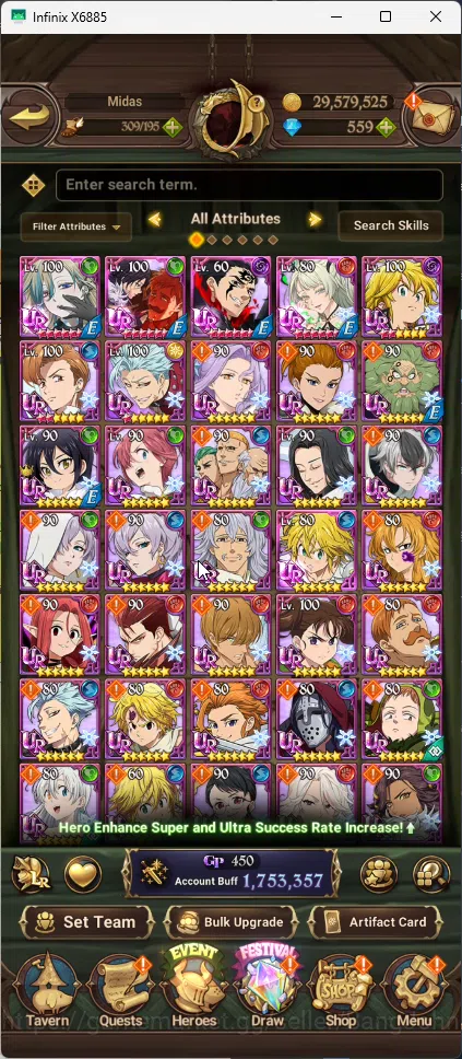 The Seven Deadly Sins: Grand Cross Accounts ASIA | 1,75M CC | 5 UR Salos 2/6, Merlin Esca, ODK image 2