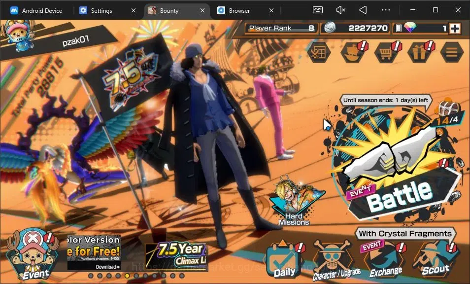 One Piece Bounty Rush Accounts High-End Android|EX 4|2 Max|PR 8|TFE St. Marcus M,BP Kuzan Max,HP Charlotte Linlin Lv60,KOP 1