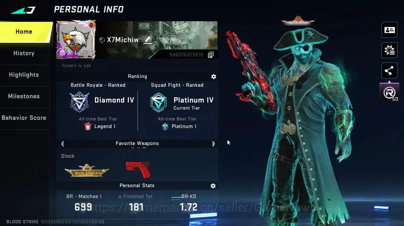 Blood Strike Accounts Collab Skin ASIA|Eternal[AK47 Lv 4,UZI Lv 4]|Colab BLEACH[Byakuya]+7DS[QBZ95,Kar98]|ULTRA[Melee 3
