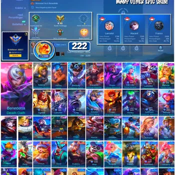 Mobile Legends: Bang Bang Accounts #4282 222 Skins | Benedetta Death Oath (COLLECTOR) | Natalia Warrioress Paragon