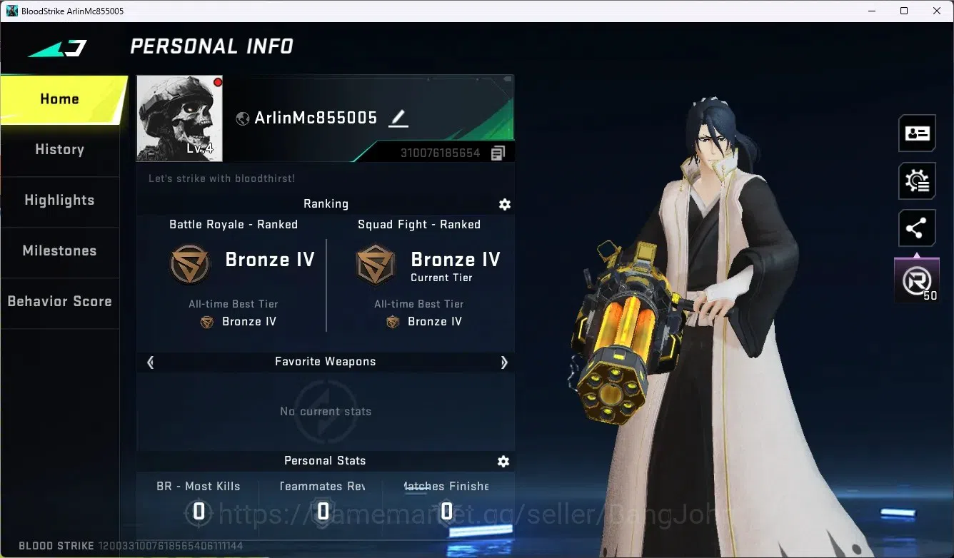 Blood Strike Accounts ASIA|Collab Gun MCX - EVA-00|6 Legendary Gun|Colla image 1