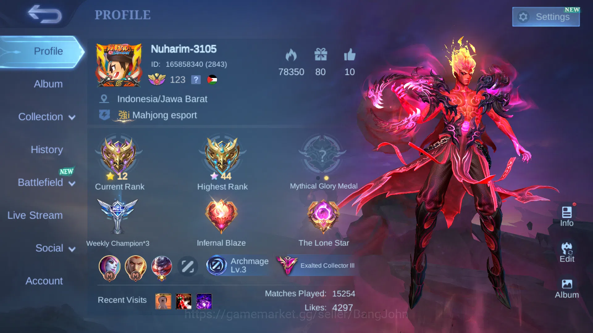 Hero 130 | Skin 397 | Recall Epic Tas Tas | Legend Valir | Collector Benedetta | Transformers Grangger | KOF Guinevere |ML306B Mobile Legends: Bang Bang Others Hero 130 | Skin 397 | Recall Epic Tas Tas | Legend image 1