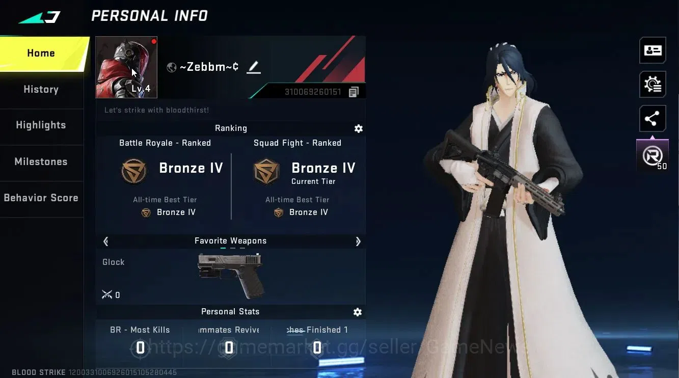 Blood Strike Accounts ASIA|Collab BLEACH [Ethan - Byakuya]|Legendary [M4 image 2