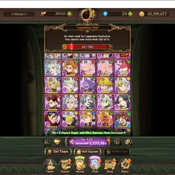 The Seven Deadly Sins: Grand Cross Accounts Endgame GLOBAL|2.5M CC|40 LS|4 LR 12 UR+Collab