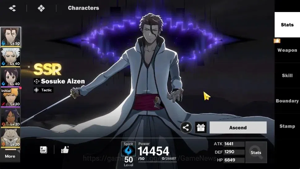 BLEACH: Soul Resonance Accounts NuverseSEA Starter LV 34|5 SSR [(AizenB1, Toshiro) image 3