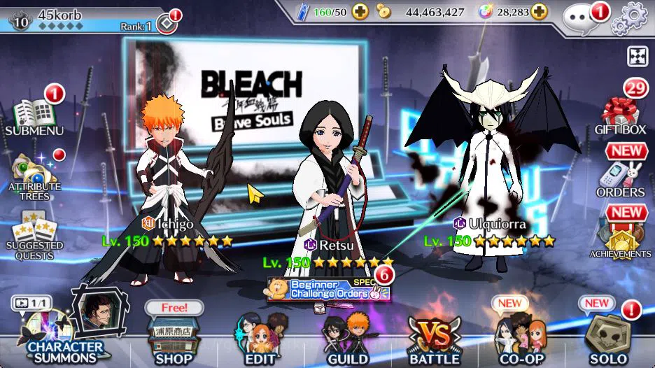 Bleach: Brave Souls Accounts Mid-Tier [GLOBAL]28K Orbs|Ichigo 7th,Retsu Brave,Ulquiorra Unleashed,Lisa Hollowfied,Etc|Klab