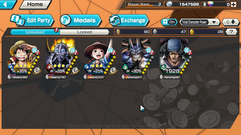 One Piece Bounty Rush Accounts GLOBAL|EX 3, king of the pirate luffi, onigashima image 1