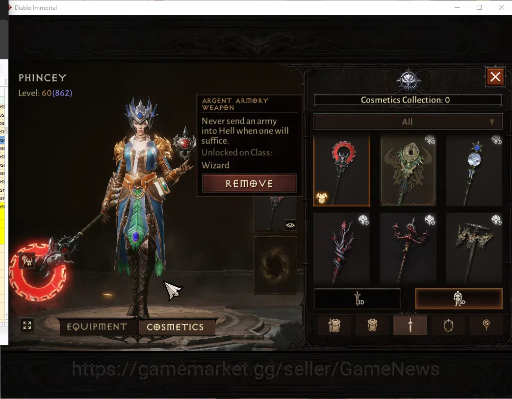 Diablo Immortal Accounts SEA - verathiel|CS ON|Lv60(844)|Wizard|CR 40k|Reso image 10