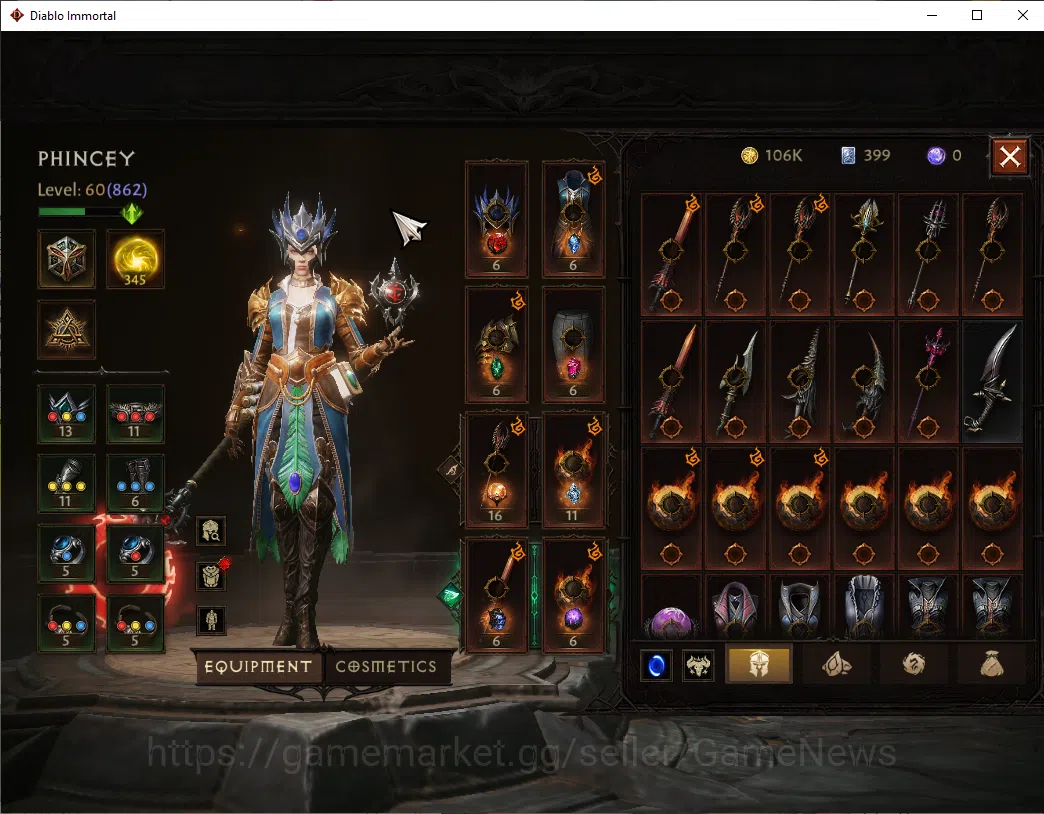 Diablo Immortal Accounts SEA - verathiel|CS ON|Lv60(844)|Wizard|CR 40k|Reso image 6