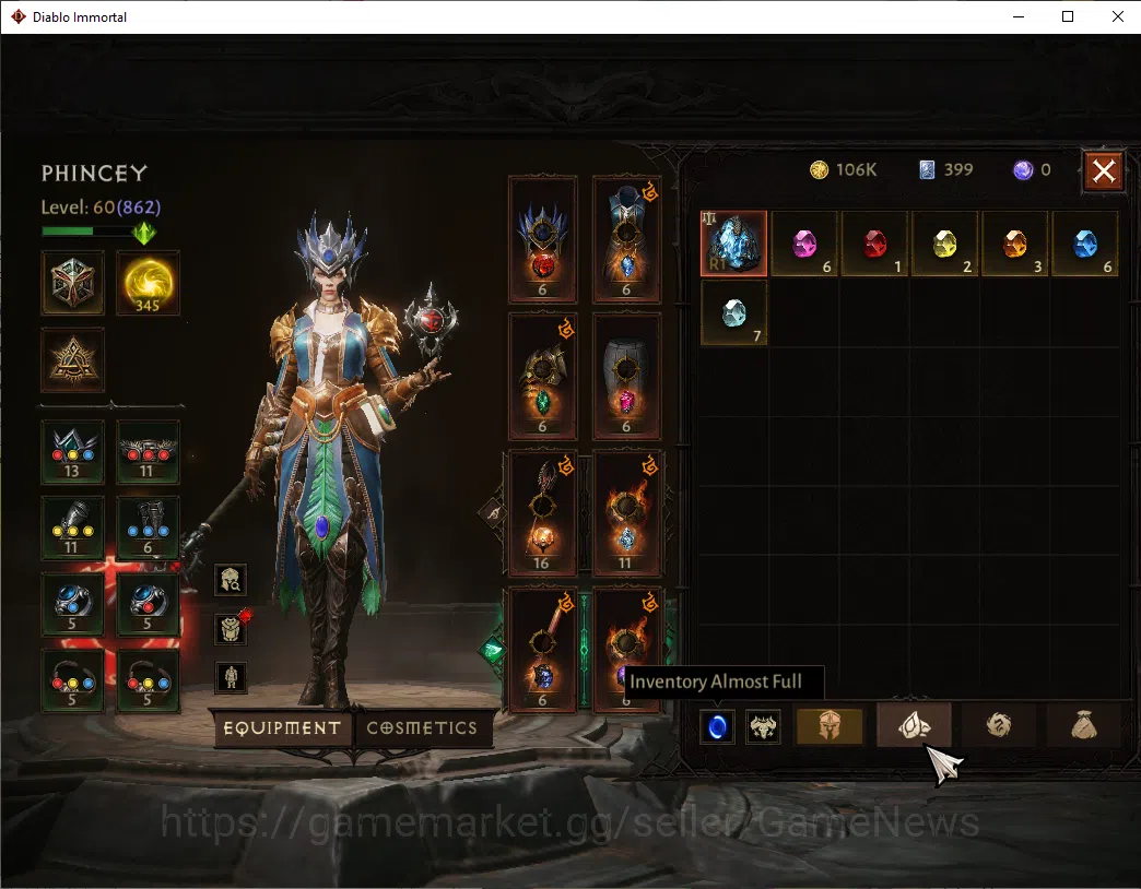 Diablo Immortal Accounts SEA - verathiel|CS ON|Lv60(844)|Wizard|CR 40k|Reso image 7