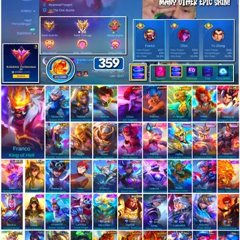 Mobile Legends: Bang Bang Accounts #4290 359 Skins | Franco King of Hell (LEGEND) | Natalia Warrioress Paragon (COLLECTOR