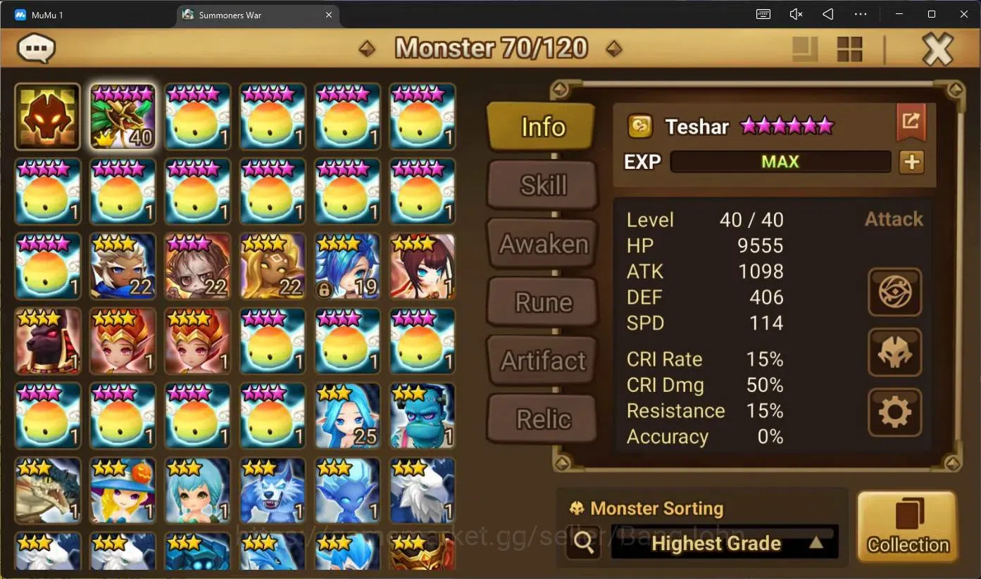 Summoners War: Sky Arena Accounts GLOBAL | NB 5 TESHAR,Starter Gacha 115 12Y+160 11Y image 2