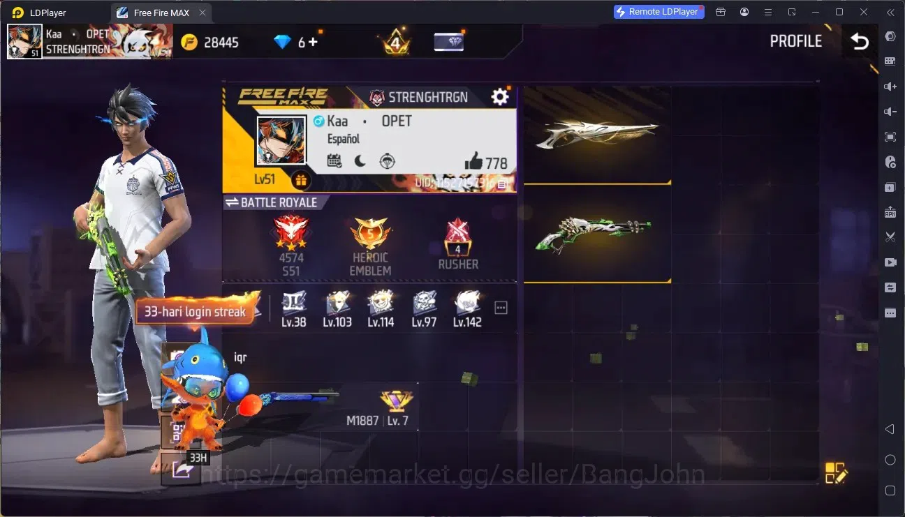 Free Fire Accounts Indonesia | 2 EVO (M1014 Scorpio Shatter Lv8, M60 image 1
