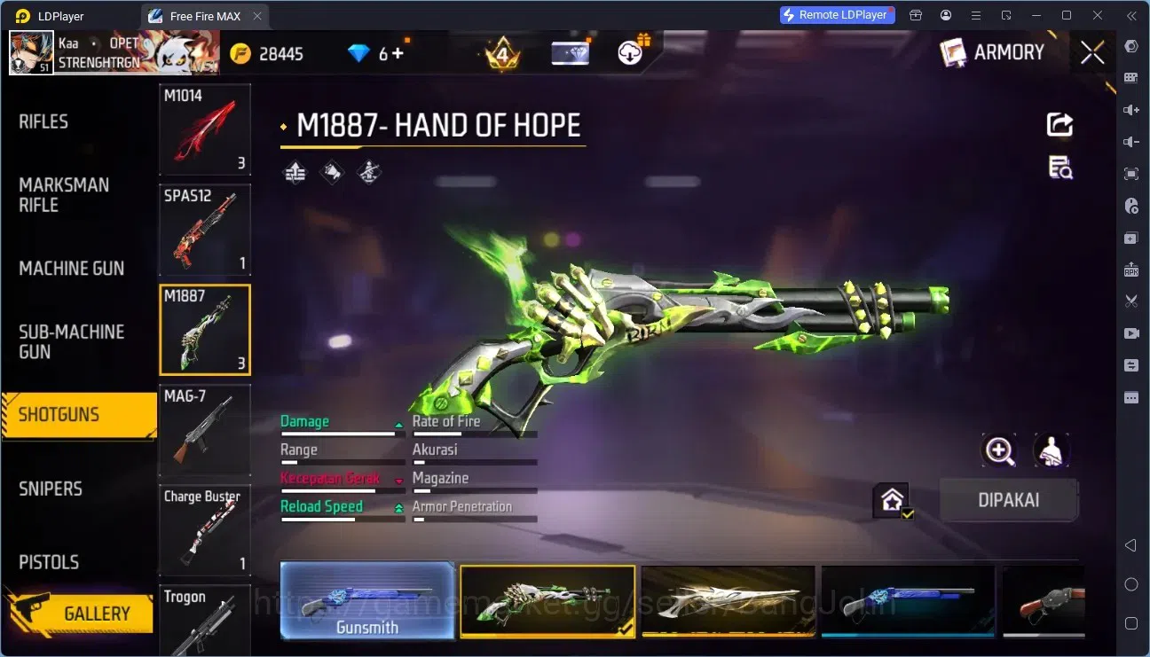Free Fire Accounts Indonesia | 2 EVO (M1014 Scorpio Shatter Lv8, M60 image 3
