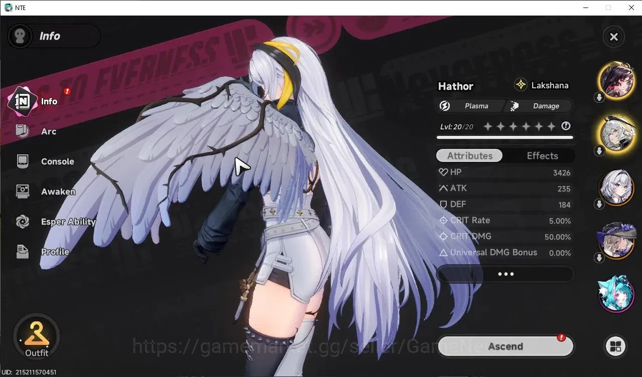 Neverness to Everness Accounts GLOBAL NA|HL 10|Tycoon 5|3 SSR [Hotori+Sign,Hathor image 3