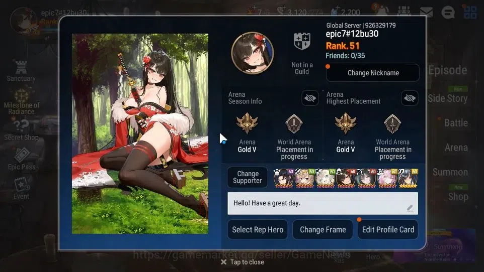 Epic Seven Accounts GLOBAL Unverif|New Era|7 ML(LOTScales,Har setti,Ru image 2