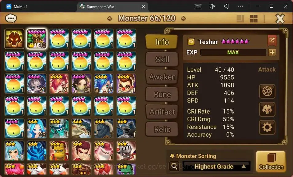 Summoners War: Sky Arena Accounts GLOBAL | NB 5 TESHAR,Starter Gacha 115 12Y+160 11Y image 2