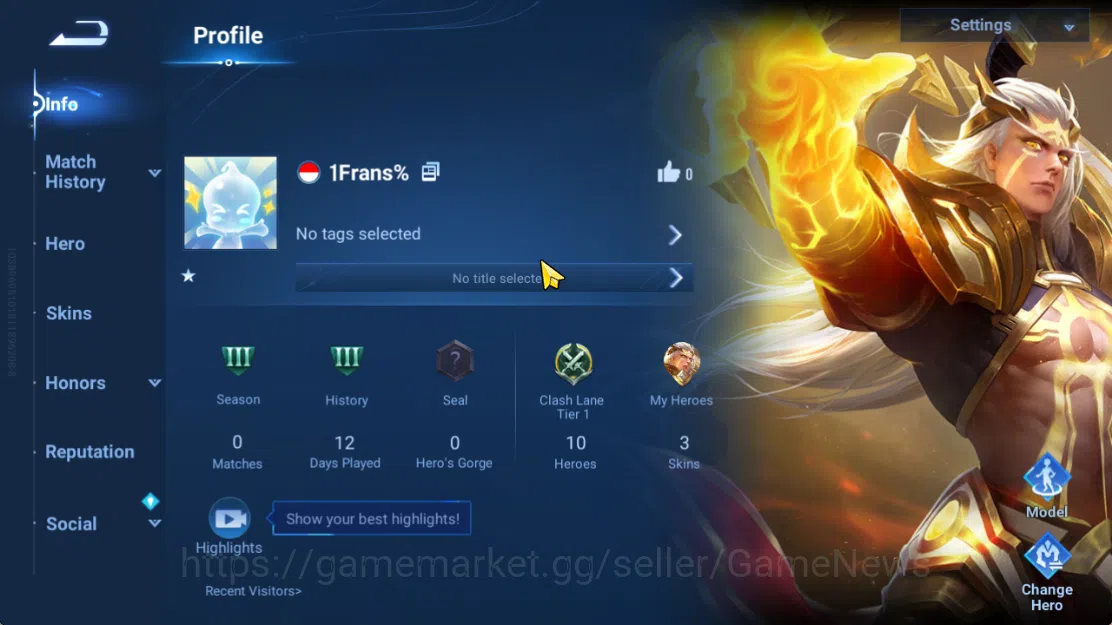 Honor of Kings Accounts Hero 10 Skin 3|Starter with Legend Skin Selection image 4
