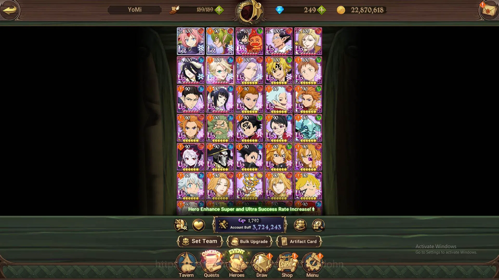 The Seven Deadly Sins: Grand Cross Accounts Endgame ASIA|3.7M CC|2LR Milim,Helbram|UR meresca,DKM,C.Arthur|9 Collab 11