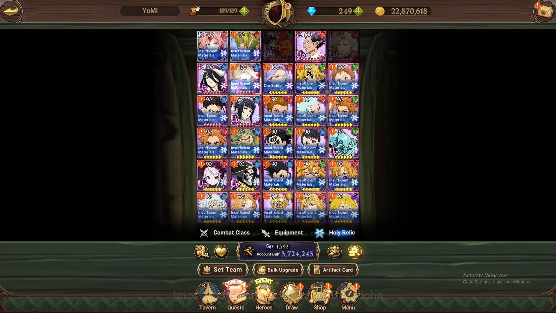 The Seven Deadly Sins: Grand Cross Accounts Endgame ASIA|3.7M CC|2LR Milim,Helbram|UR meresca,DKM,C.Arthur|9 Collab 12