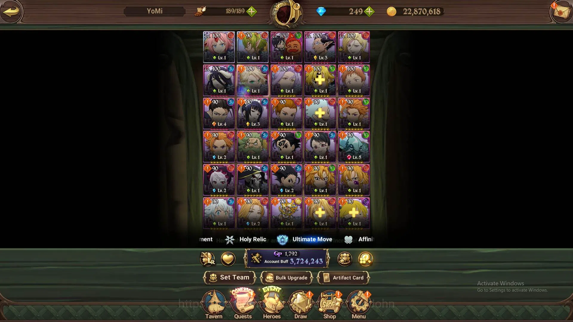 The Seven Deadly Sins: Grand Cross Accounts Endgame ASIA|3.7M CC|2LR Milim,Helbram|UR meresca,DKM,C.Arthur|9 Collab 13