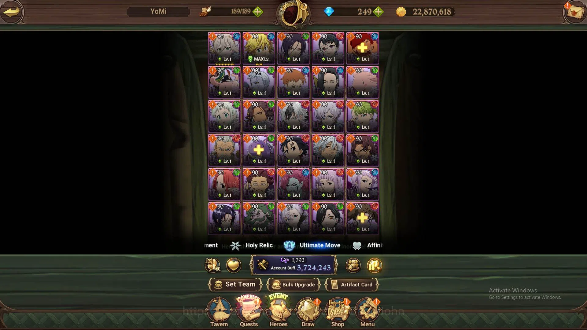 The Seven Deadly Sins: Grand Cross Accounts Endgame ASIA|3.7M CC|2LR Milim,Helbram|UR meresca,DKM,C.Arthur|9 Collab 14