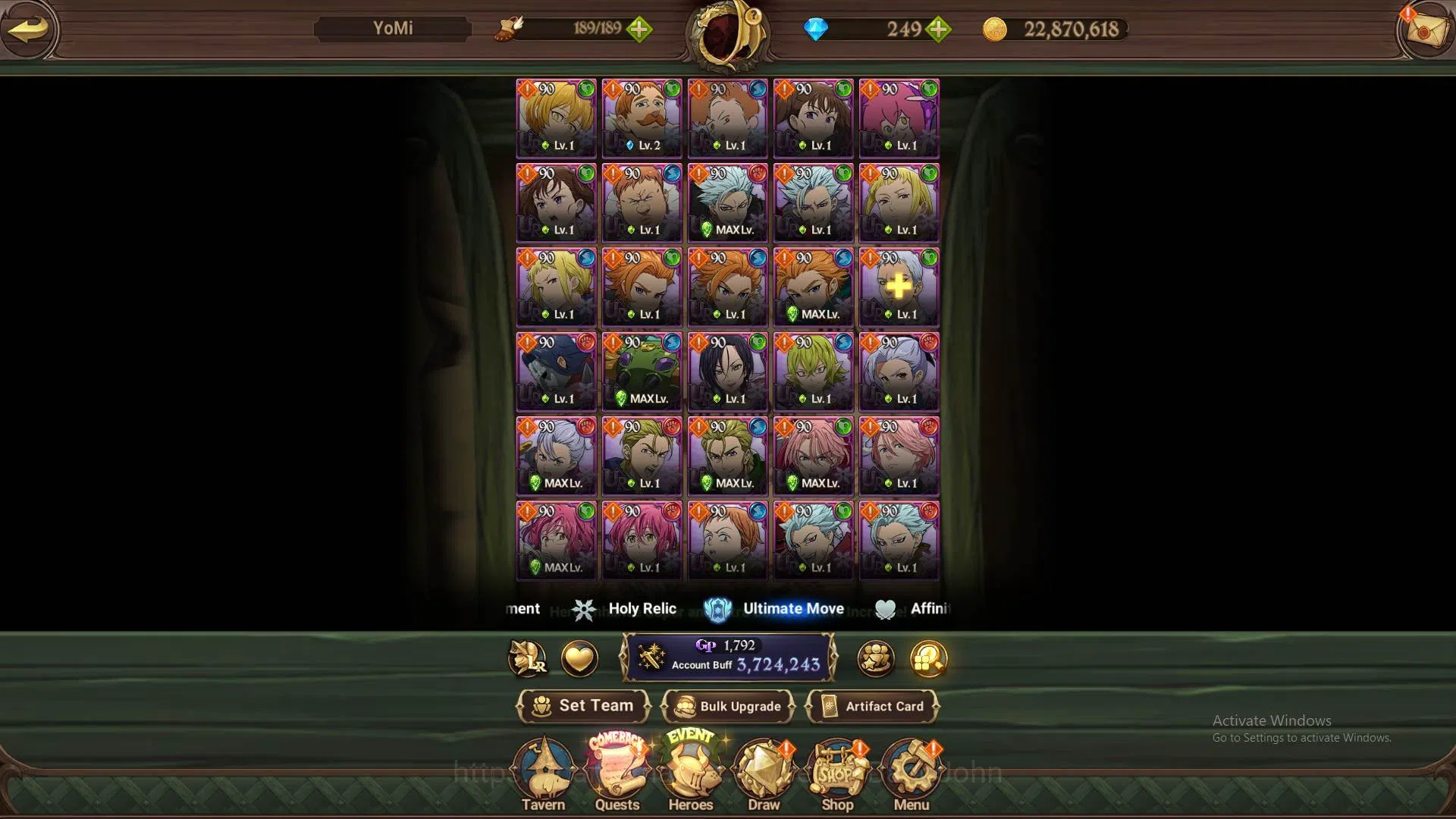 The Seven Deadly Sins: Grand Cross Accounts Endgame ASIA|3.7M CC|2LR Milim,Helbram|UR meresca,DKM,C.Arthur|9 Collab 15