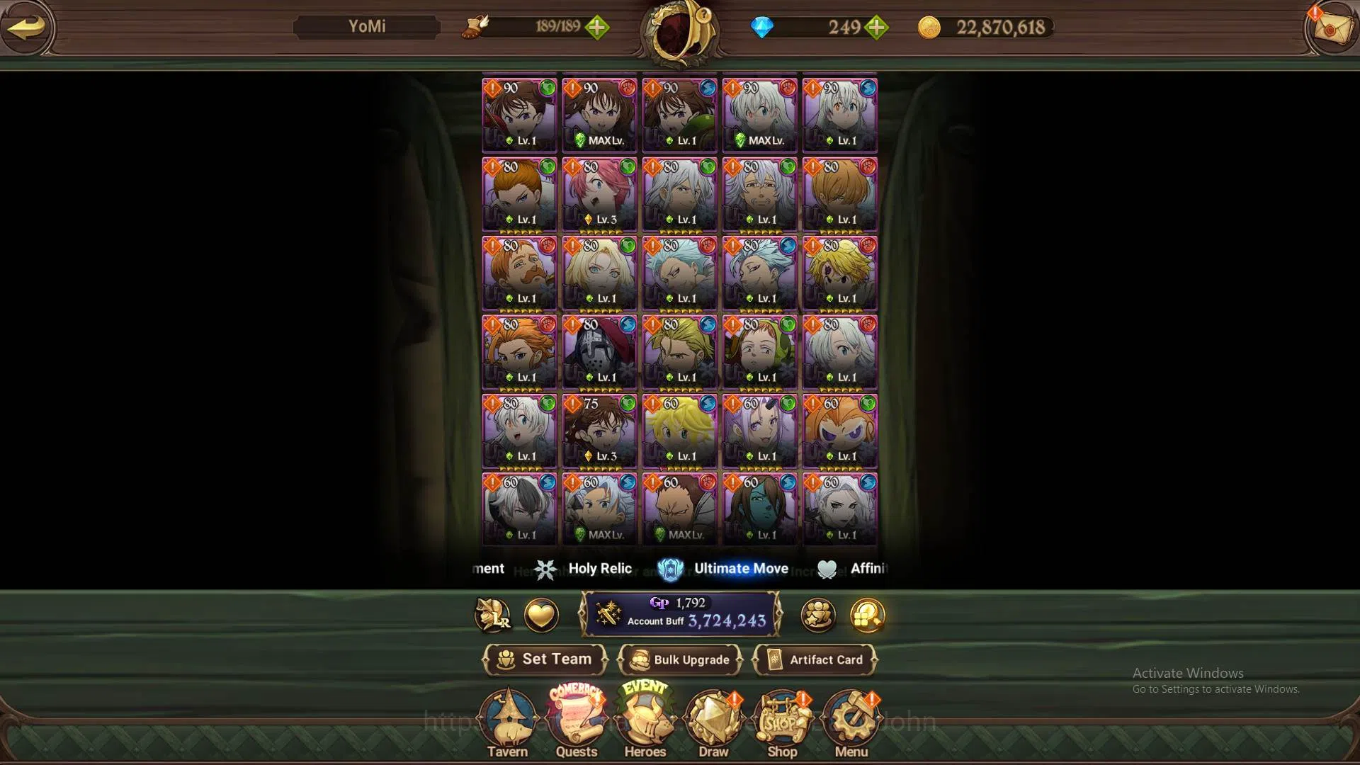 The Seven Deadly Sins: Grand Cross Accounts Endgame ASIA|3.7M CC|2LR Milim,Helbram|UR meresca,DKM,C.Arthur|9 Collab 16