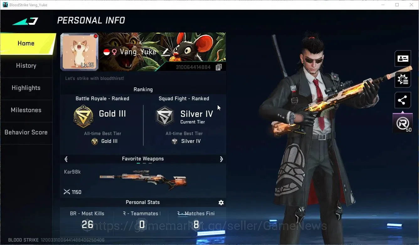 Blood Strike Accounts ASIA|5 ULTRA (Striker ZERO-Agent Zero,KAR98K-Star  image 2