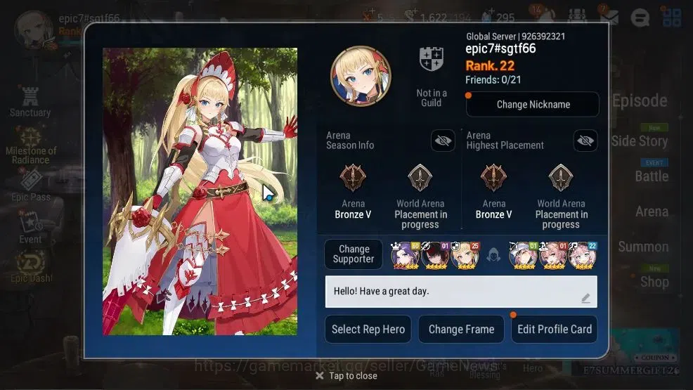 Epic Seven Accounts GLOBAL UnVerif|New Era|7 ML(Monarch S Iseria,LC be image 2
