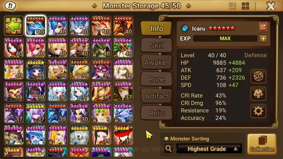 Summoners War: Sky Arena Accounts GLOBAL Lv 64|1 LD[Lucifer]|15 Total NB5[Leo,Tshar, image 11