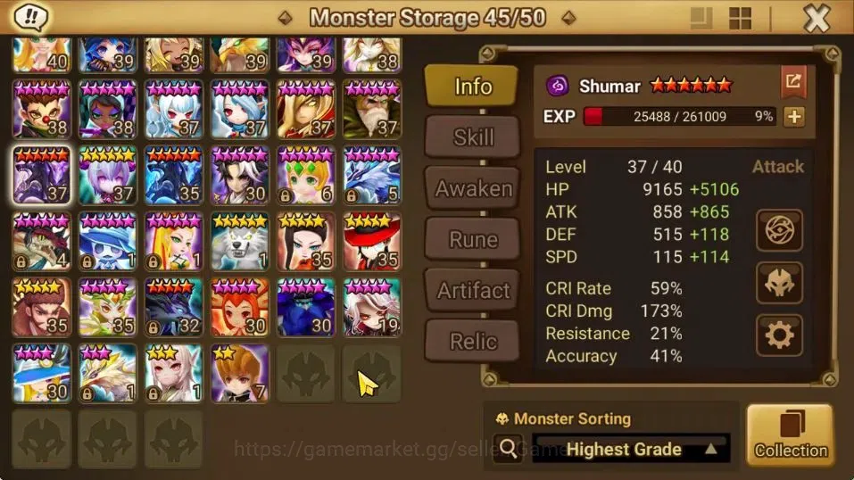 Summoners War: Sky Arena Accounts GLOBAL Lv 64|1 LD[Lucifer]|15 Total NB5[Leo,Tshar, image 12