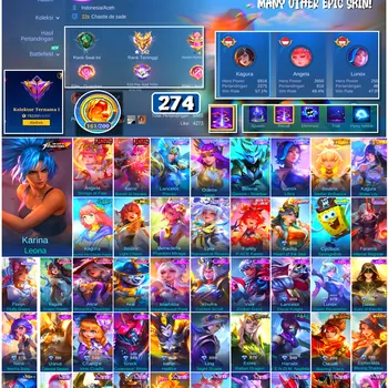 Mobile Legends: Bang Bang Accounts #4681 274 Skins | Floryn Fluffy Dream (SANRIO) | Karina Leona (KOF) | Cyclops SpongeBob