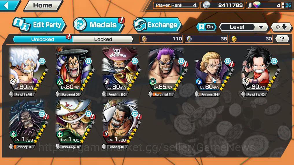 One Piece Bounty Rush Accounts Global|4 EX|TFE Monkey D.Luffy,Daimyo Of Kuri,Kozu image 4