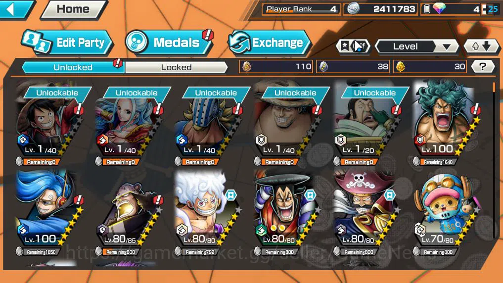 One Piece Bounty Rush Accounts Global|4 EX|TFE Monkey D.Luffy,Daimyo Of Kuri,Kozu image 5