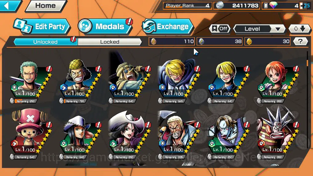One Piece Bounty Rush Accounts Global|4 EX|TFE Monkey D.Luffy,Daimyo Of Kuri,Kozu image 6