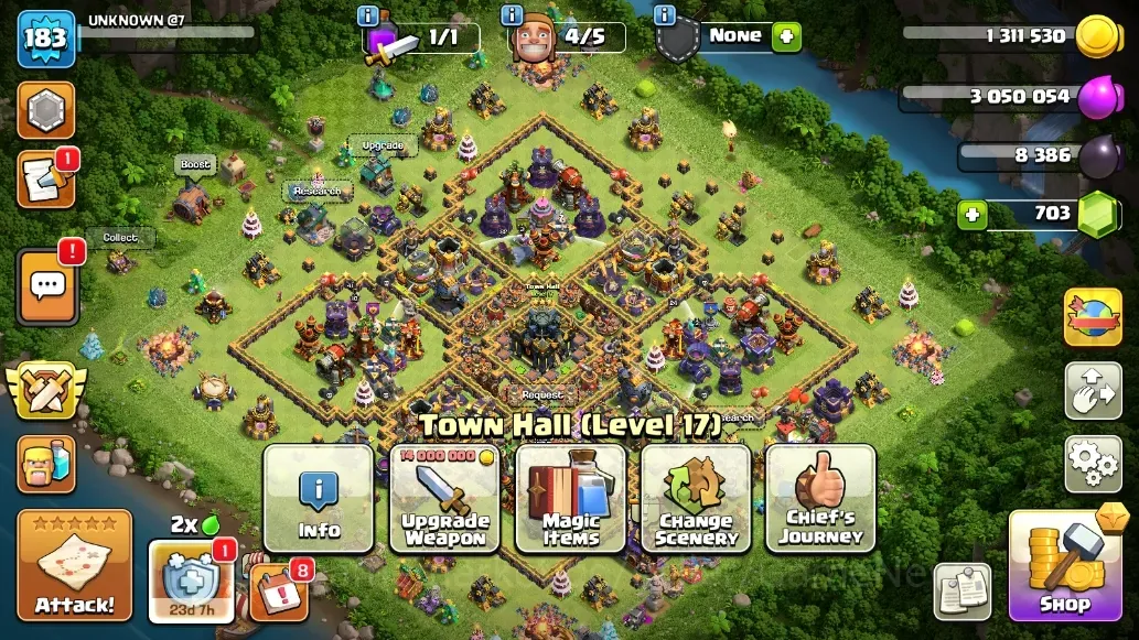 Clash of Clans Accounts High-End LV 183|TH 17-BH 10|HH 10|Limited Skin|BK 58,AQ 82,GW 41,MP 48,RC 24,DD 13|BM 22,BC 20|Free 1