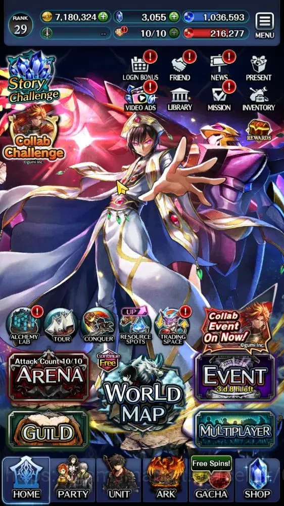 Last Cloudia Accounts Endgame GLOBAL|Rank29|Collab(Lelouch,Rem,Vergil,Milim,GTilith,Vargas)+(A 12