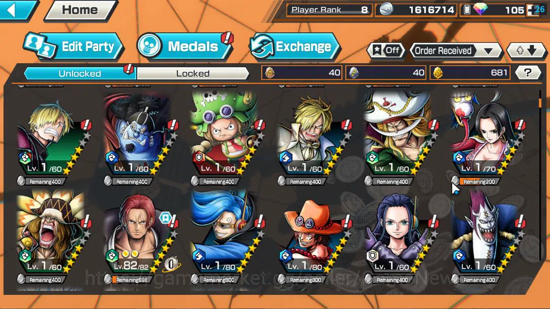 One Piece Bounty Rush Accounts Global|3 EX| T5E St.Ethanbaron,Divine Departure Sh image 7