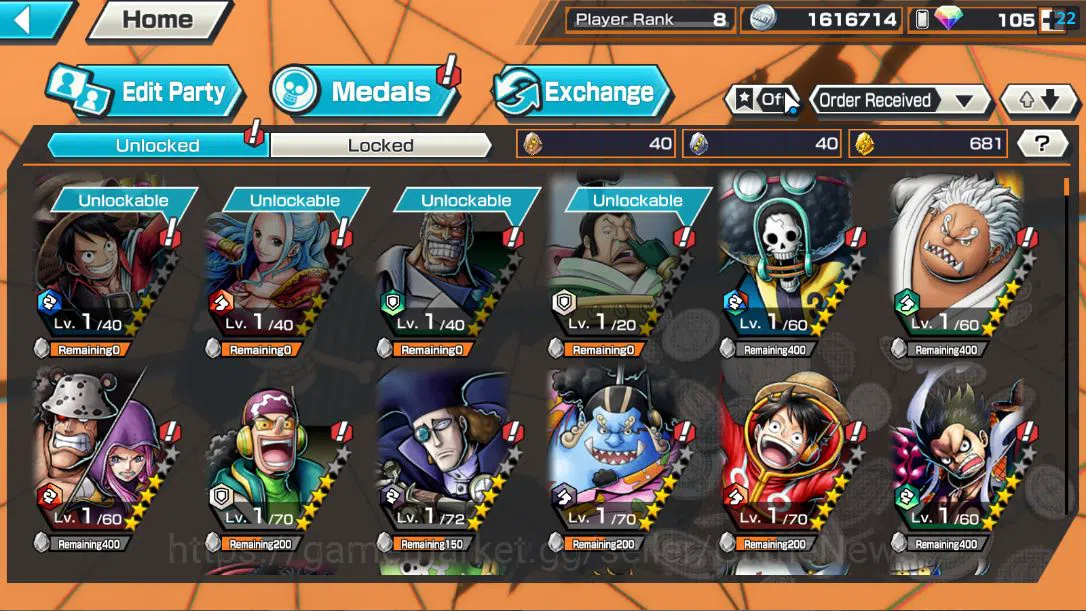 One Piece Bounty Rush Accounts Global|3 EX| T5E St.Ethanbaron,Divine Departure Sh image 8