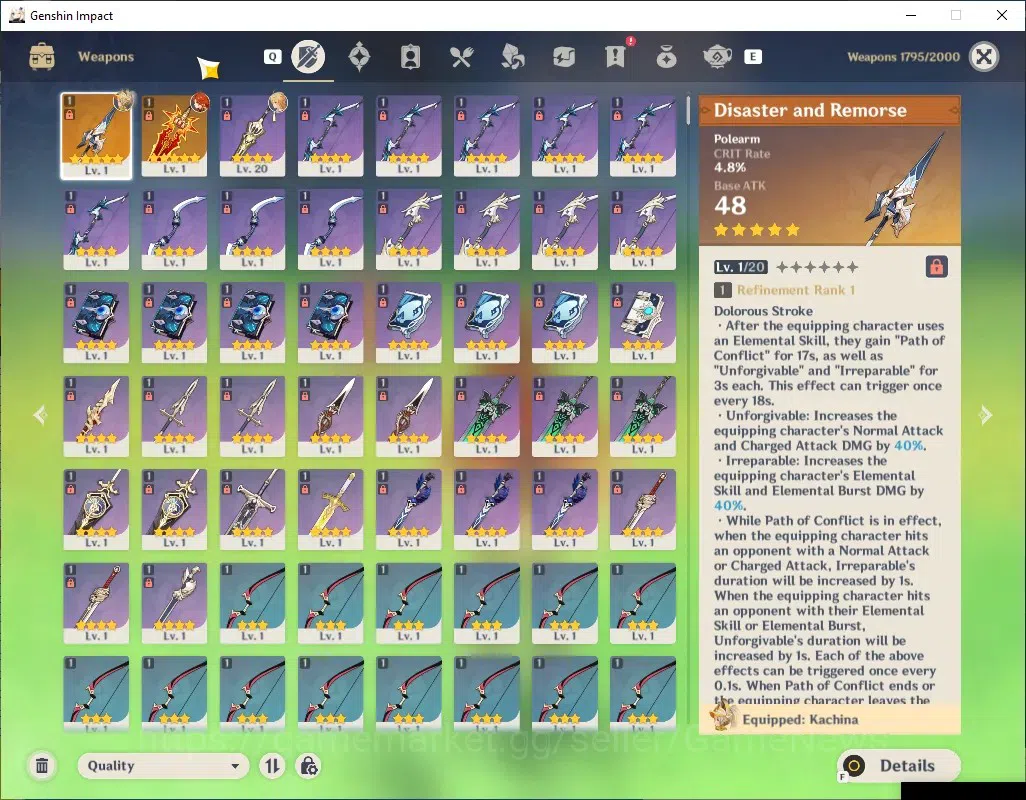 Genshin Impact Accounts Asia|AR 55|Rate On|1 Limited + 2 (*5 Weapon)|Mavui image 4