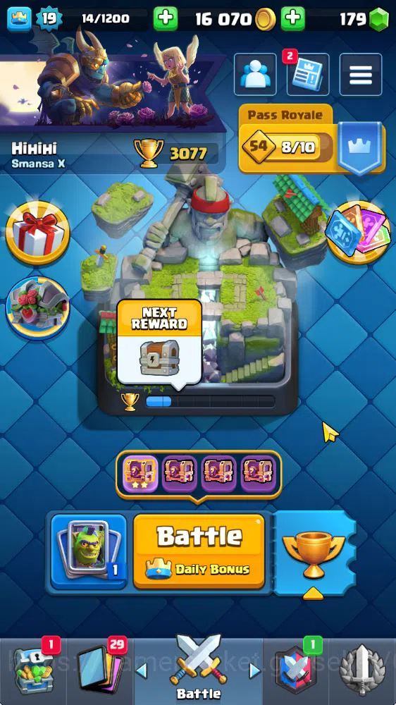 Lv 19|Trophy 3077|KTL 8|Limited Skin|Card 53| 2 EVO 10 Epic 21 Rare 22 Common|Take Email(CR1482) Clash Royale Accounts Midgame Lv 19|Trophy 3077|KTL 8|Limited Skin|Card 53| 2 EVO 10 Epic 21 Rare 22 Common|Take