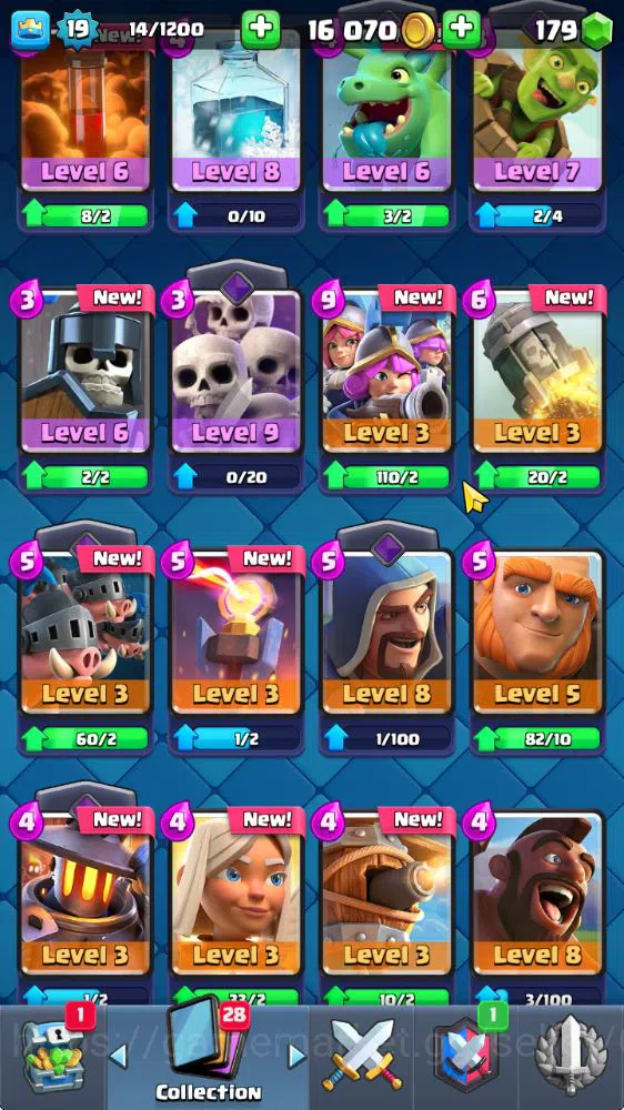 Clash Royale Accounts Midgame Lv 19|Trophy 3077|KTL 8|Limited Skin|Card 53| 2 EVO 10 Epic 21 Rare 22 Common|Take 11