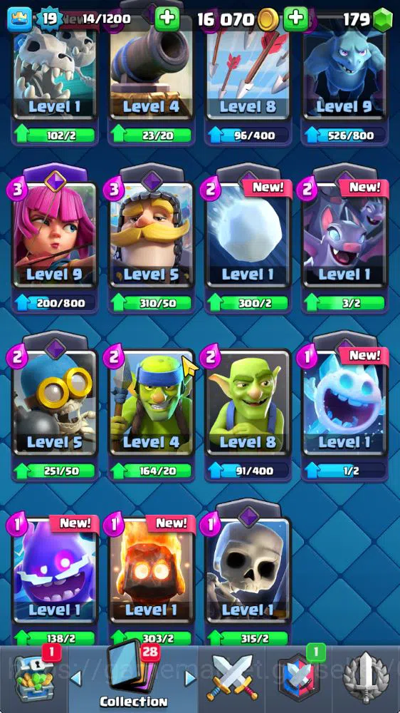 Clash Royale Accounts Midgame Lv 19|Trophy 3077|KTL 8|Limited Skin|Card 53| 2 EVO 10 Epic 21 Rare 22 Common|Take 13