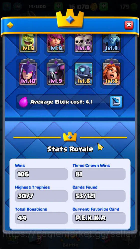 Clash Royale Accounts Midgame Lv 19|Trophy 3077|KTL 8|Limited Skin|Card 53| 2 EVO 10 Epic 21 Rare 22 Common|Take 3