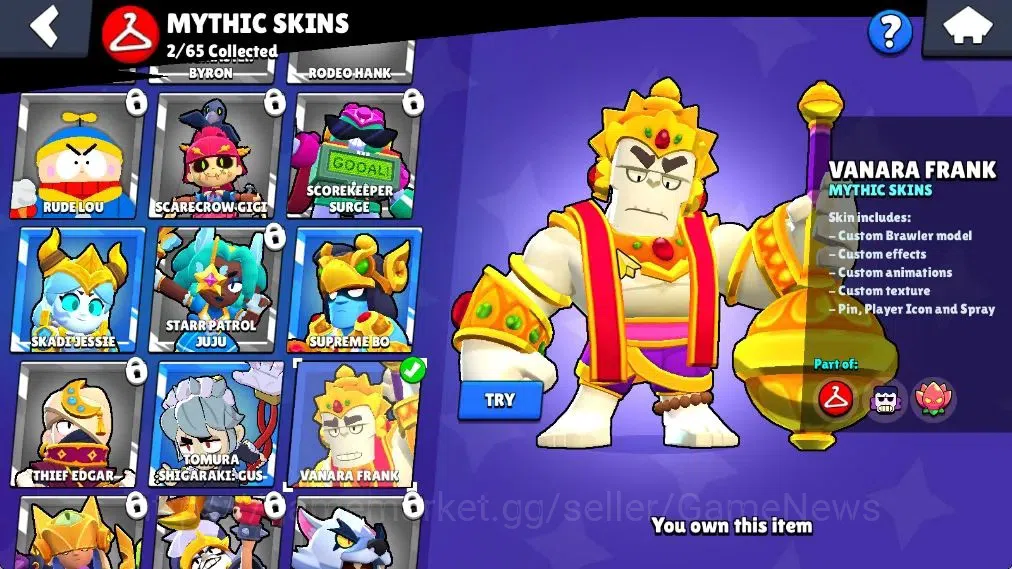 Brawl Stars Accounts 1834 Trophy|21 Brawlers 1Max(Frank)|19 Skin|2 Myth image 10
