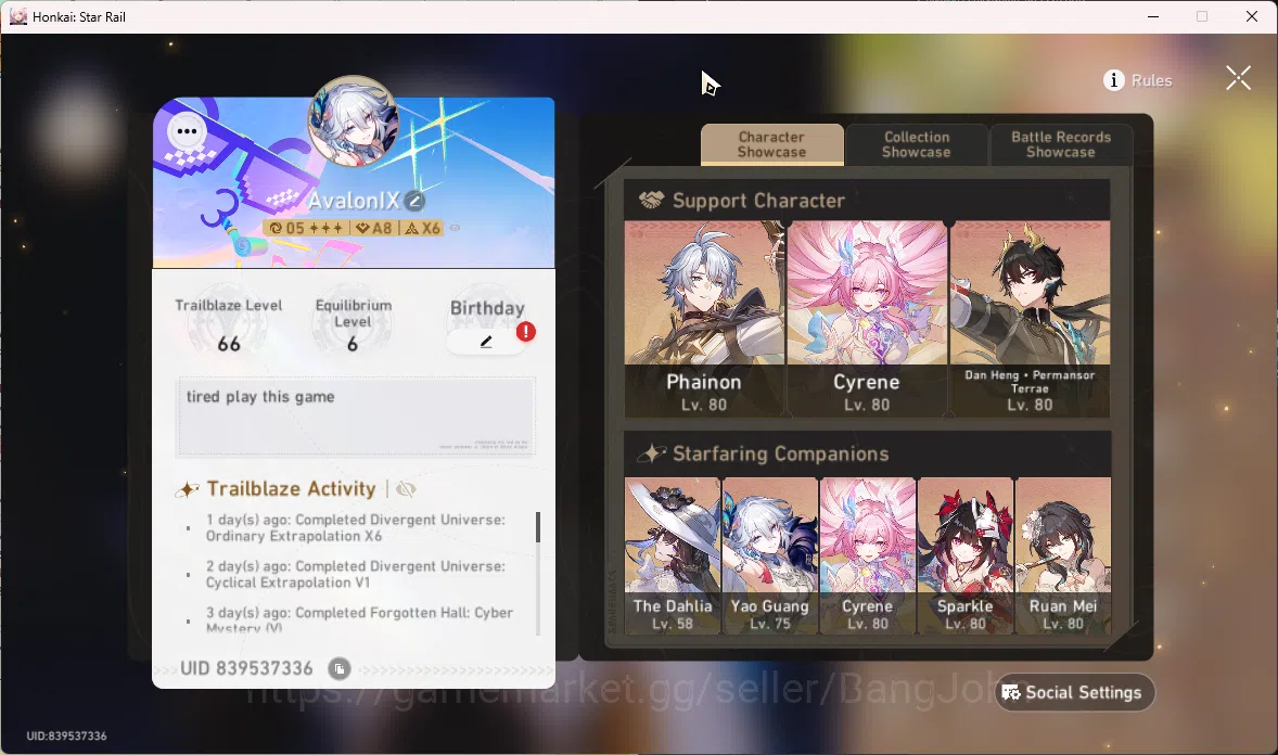 Honkai Star Rail Accounts ASIA | TL 66 | 9 Limit  Phainon | Cyrene | Yao Gua image 17