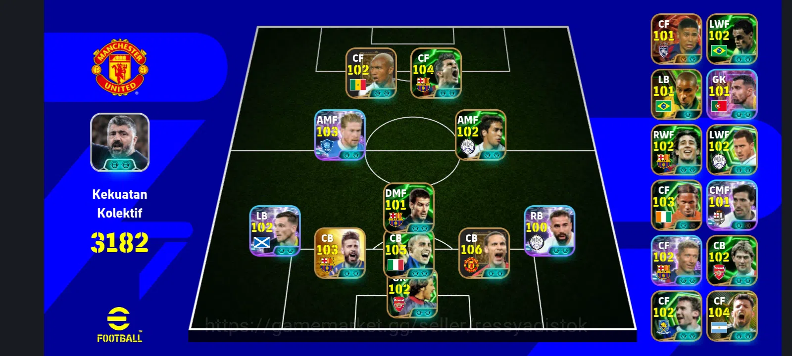 eFootball Accounts Legends & Iconic Players EFOOTBALL OLD ACCOUNT | LEGEND RIO FERDINAND,G PIQUE OLD CARD,D VILLA,F 1