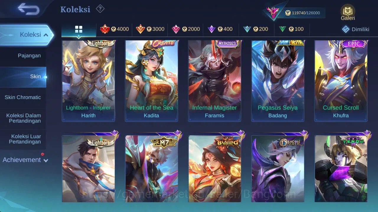 Mobile Legends: Bang Bang Accounts Hero 132, Skin 440+ | legend franco,KOF dyrroth,Pr image 11