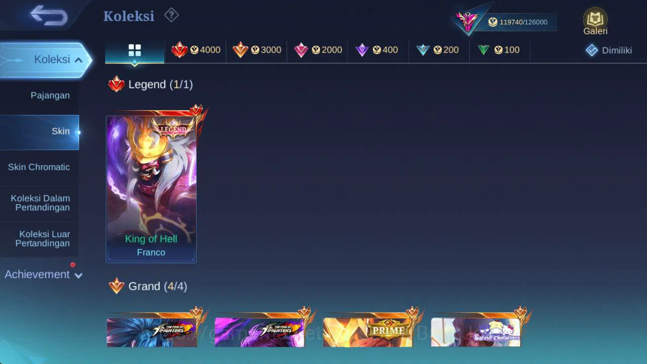 Mobile Legends: Bang Bang Accounts Hero 132, Skin 440+ | legend franco,KOF dyrroth,Pr image 3